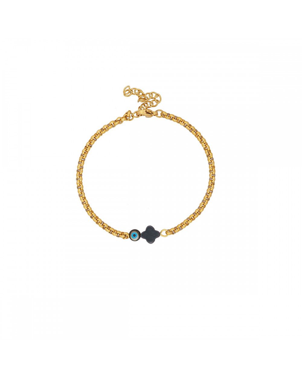 Βραχιόλι της Excite Fashion Jewellery, σταυρός με ματάκι φίλντισι, σε αλυσίδα από επιχρυσωμένο ανοξείδωτο ατσάλι. B-1713-01-06-58 Κοσμήματα Βραχιόλι της Excite Fashion Jewellery, σταυρός με ματάκι φίλντισι, σε αλυσίδα από επιχρυσωμένο ανοξείδωτο ατσάλι. B-1713-01-06-58 Κοσμήματα