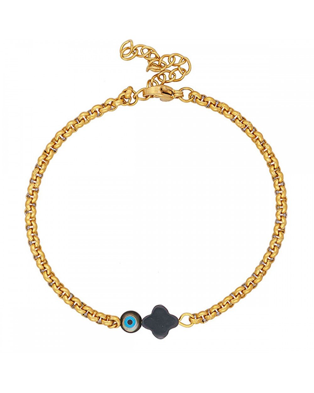 Βραχιόλι της Excite Fashion Jewellery, σταυρός με ματάκι φίλντισι, σε αλυσίδα από επιχρυσωμένο ανοξείδωτο ατσάλι. B-1713-01-06-58 Κοσμήματα Βραχιόλι της Excite Fashion Jewellery, σταυρός με ματάκι φίλντισι, σε αλυσίδα από επιχρυσωμένο ανοξείδωτο ατσάλι. B-1713-01-06-58 Κοσμήματα
