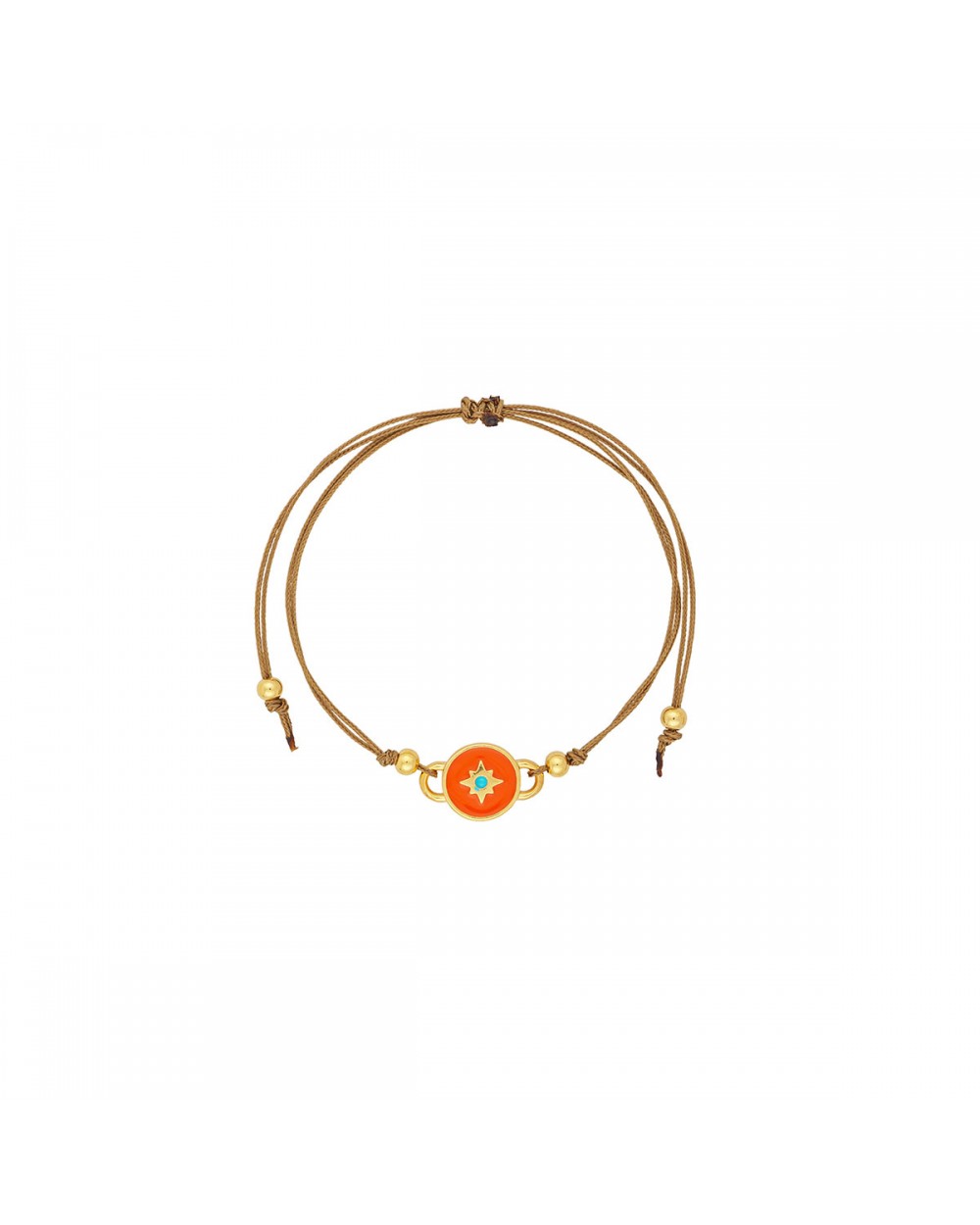 Βραχιόλι μακραμέ Excite Fashion Jewellery, χρυσό αστεράκι με πορτοκαλί σμάλτο, τυρκουάζ πέτρα, καφέ κορδόνι και μεταλλικές χάντρες. B-1717-01-22-35 Κοσμήματα Βραχιόλι μακραμέ Excite Fashion Jewellery, χρυσό αστεράκι με πορτοκαλί σμάλτο, τυρκουάζ πέτρα, καφέ κορδόνι και μεταλλικές χάντρες. B-1717-01-22-35 Κοσμήματα