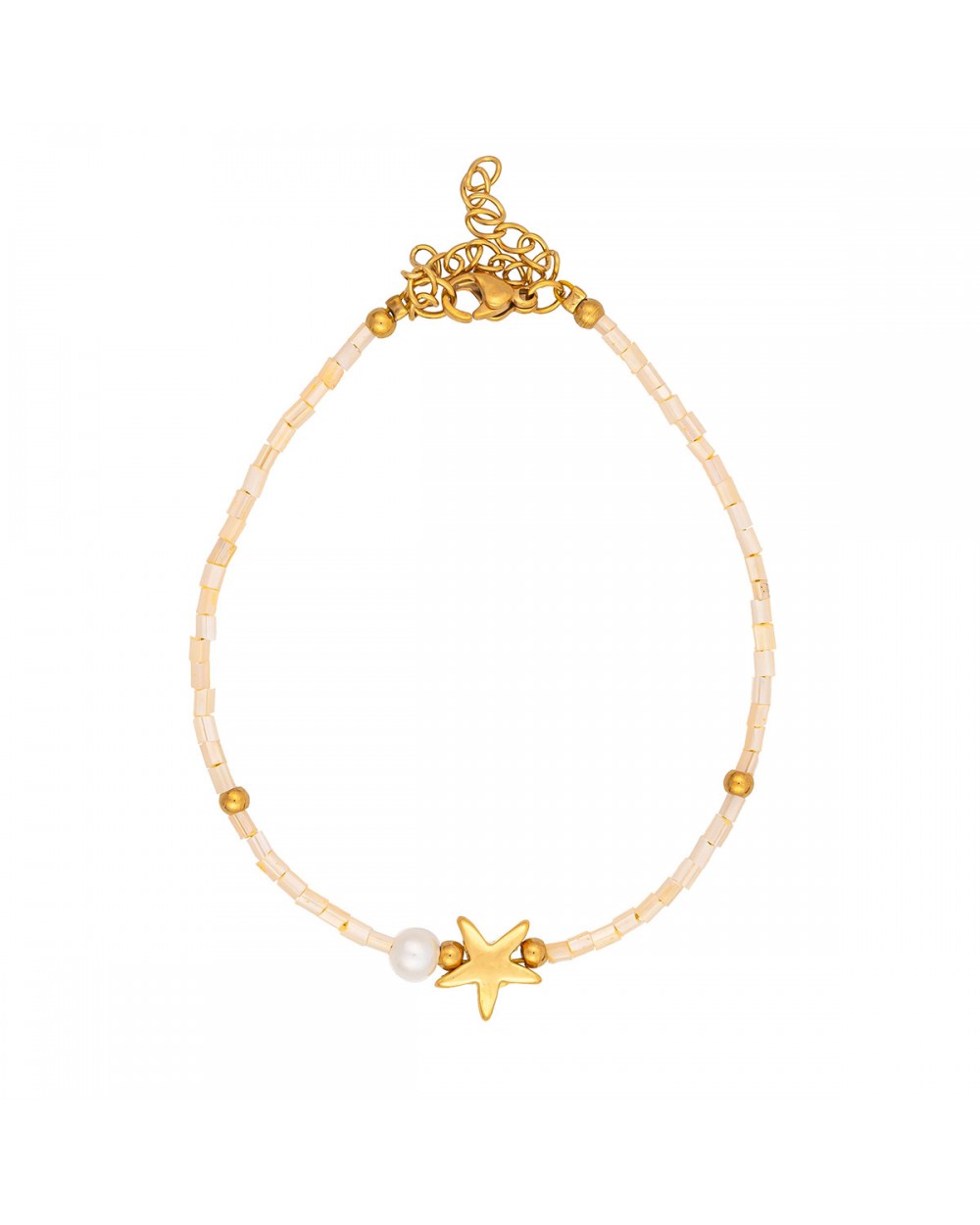 Χειροποίητο βραχιόλι αστερίας της Excite Fashion Jewellery, με nude χάντρες, χρυσές μεταλλικές και περλίτσα. B-1727-01-12-4 Κοσμήματα Χειροποίητο βραχιόλι αστερίας της Excite Fashion Jewellery, με nude χάντρες, χρυσές μεταλλικές και περλίτσα. B-1727-01-12-4 Κοσμήματα
