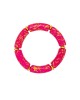 Χειροποίητο φαρδύ βραχιόλι της Excite Fashion Jewellery φούξια με χρυσές λεπτομέρειες  και χρυσές χάντρες B-1733-01-11-7 Κοσμήματα