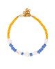 Χειροποίητο βραχιόλι της Excite Fashion Jewellery, με κοχυλάκια, κίτρινες και μπλε-λευκές ριγέ χάντρες. B-1762-16 Κοσμήματα Χειροποίητο βραχιόλι της Excite Fashion Jewellery, με κοχυλάκια, κίτρινες και μπλε-λευκές ριγέ χάντρες. B-1762-16 Κοσμήματα