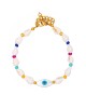 Χειροποίητο  βραχιόλι της Excite Fashion Jewellery,οβάλ ματάκι, κοχυλάκια και πολύχρωμες χάντρες, από επιχρυσωμένο ανοξείδωτο ατσάλι. B-1763-32 Κοσμήματα