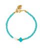 Χειροποίητο βραχιόλι της Excite Fashion Jewellery, με κοχυλάκι, τιρκουάζ οβάλ σταυρό και χαντρες. B-1765-30 Κοσμήματα