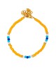 Χειροποίητο καλοκαιρινό  βραχιόλι της Excite Fashion Jewellery, με κίτρινες, λευκές, τιρκουάζ και μπλέ χάντρες, από επιχρυσωμένο ανοξείδωτο ατσάλι. B-1767-16 Κοσμήματα