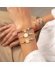 Χειροποίητο βραχιόλι της Excite Fashion Jewellery, μακραμέ, πορφυρό βυσσινί κορδόνι, επίχρυσο μοτίφ με ματάκι και τιρκουάζ χάντρα. B-1771-24 Κοσμήματα