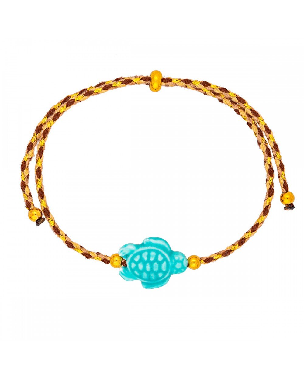 Χειροποίητο βραχιόλι της Excite Fashion Jewellery, χρωματιστό κορδόνι, τιρκουάζ χελωνάκι και χρυσές μπίλιες. B-1773-04 Κοσμήματα Χειροποίητο βραχιόλι της Excite Fashion Jewellery, χρωματιστό κορδόνι, τιρκουάζ χελωνάκι και χρυσές μπίλιες. B-1773-04 Κοσμήματα