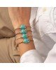 Χειροποίητο βραχιόλι της Excite Fashion Jewellery, χρωματιστό κορδόνι, τιρκουάζ χελωνάκι και χρυσές μπίλιες. B-1773-05 Κοσμήματα