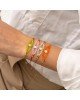 Χειροποίητο βραχιόλι μακραμέ  της Excite Fashion Jewellery, λευκά κρυσταλλάκια, επίχρυσο λευκό ματάκι με σμάλτο. B-1776-08 Κοσμήματα