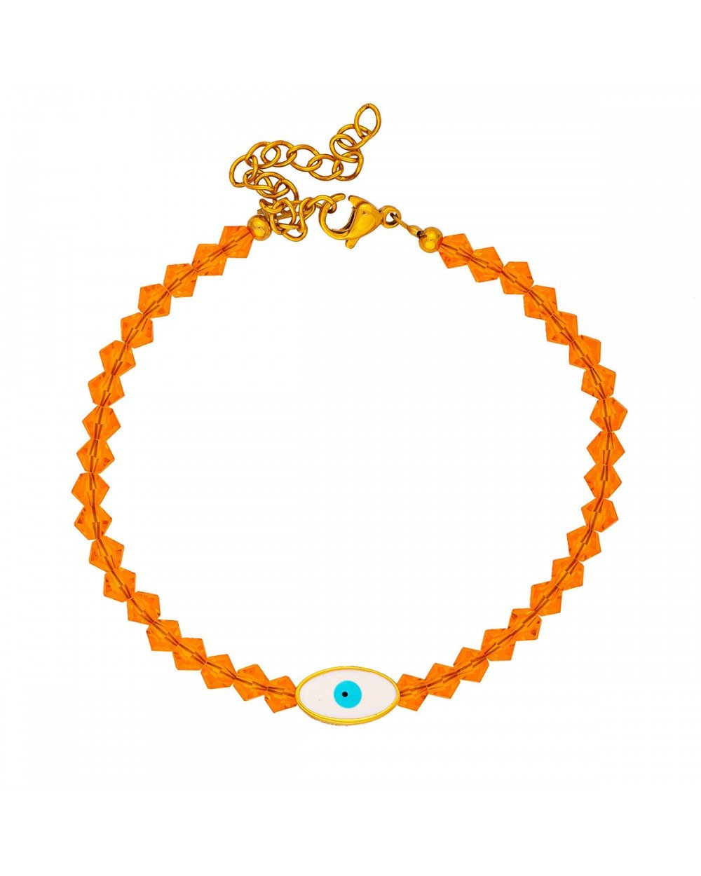 Χειροποίητο βραχιόλι της Excite Fashion Jewellery, ροζ κρυσταλλάκια, οβάλ επίχρυσο ματάκι με λευκό σμάλτο. B-1777-22 Κοσμήματα Χειροποίητο βραχιόλι της Excite Fashion Jewellery, ροζ κρυσταλλάκια, οβάλ επίχρυσο ματάκι με λευκό σμάλτο. B-1777-22 Κοσμήματα