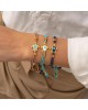 Χειροποίητο βραχιόλι μακραμέ  της Excite Fashion Jewellery, παστέλ κορδόνι, επίχρυσο χελωνάκι με τιρκουάζ σμάλτο και ματάκι. B-1778-04 Κοσμήματα