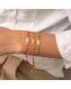 Χειροποίητο βραχιόλι μακραμέ της Excite Fashion Jewellery, φούξια κορδόνι, οβάλ επίχρυσο ματάκι με σμάλτο, και χρυσές μπίλιες. B-1784-32 Κοσμήματα Χειροποίητο βραχιόλι μακραμέ της Excite Fashion Jewellery, φούξια κορδόνι, οβάλ επίχρυσο ματάκι με σμάλτο, και χρυσές μπίλιες. B-1784-32 Κοσμήματα