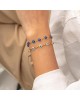 Βραχιόλι της Excite Fashion Jewellery, λευκά ματάκια, επίχρυση οβάλ αλυσίδα  από ανοξείδωτο ατσάλι. B-1793-17 Κοσμήματα