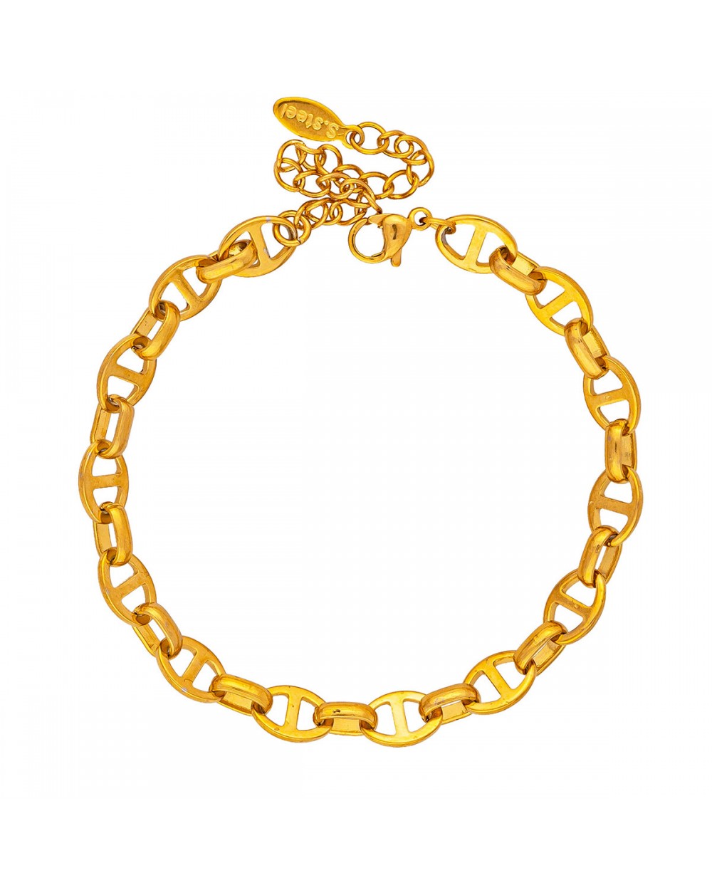 Βραχιόλι αλυσίδα της Excite Fashion Jewellery, σχέδιο Θ από επιχρυσωμένο ανοξείδωτο ατσάλι. B-1803-01 Κοσμήματα Βραχιόλι αλυσίδα της Excite Fashion Jewellery, σχέδιο Θ από επιχρυσωμένο ανοξείδωτο ατσάλι. B-1803-01 Κοσμήματα