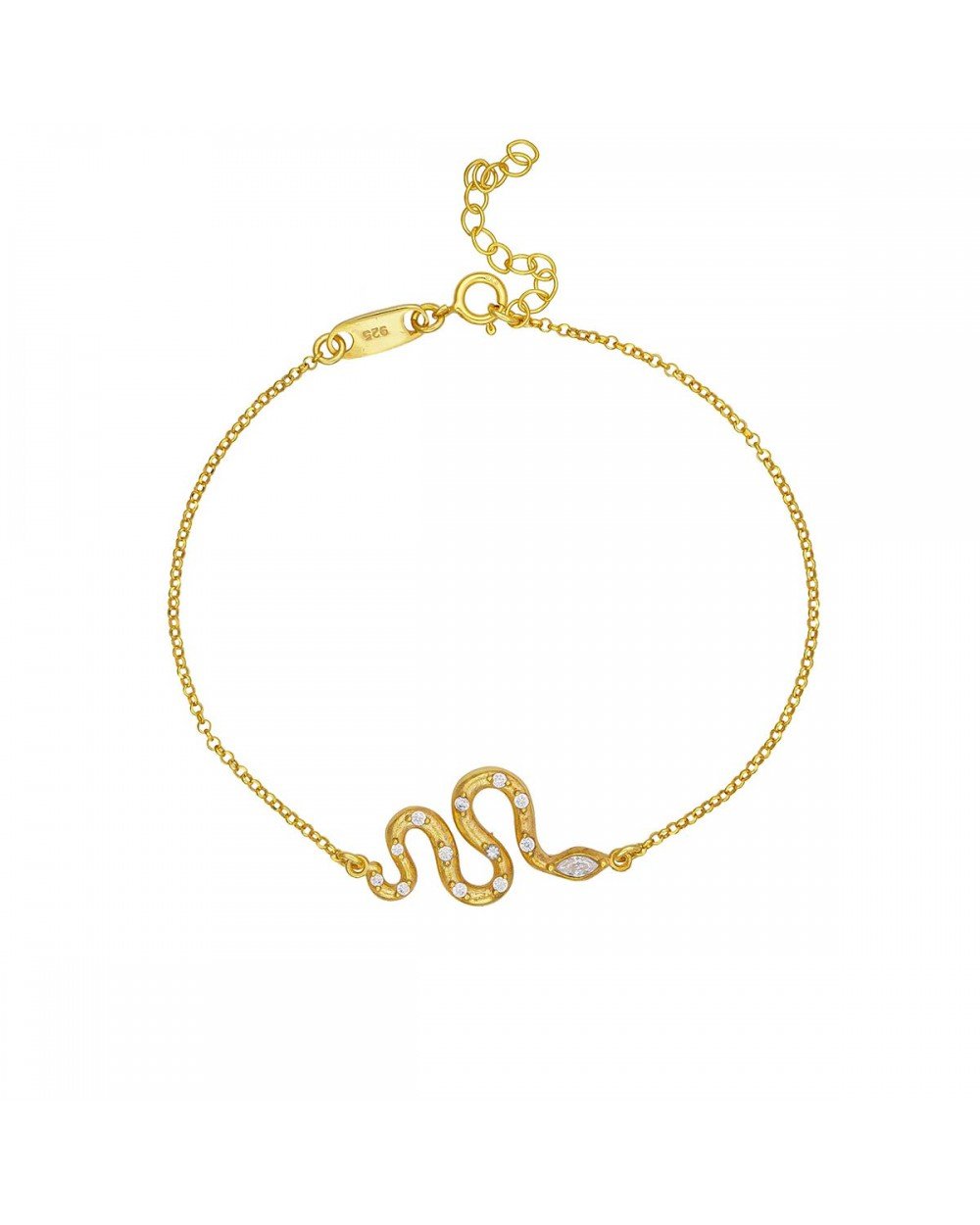 Βραχιόλι Excite fashion Jewellery επιχρυσωμένο ασήμι 925, σχέδιο φιδάκι με λευκά ζιργκόν. B-19-AS-G-85 Κοσμήματα Βραχιόλι Excite fashion Jewellery επιχρυσωμένο ασήμι 925, σχέδιο φιδάκι με λευκά ζιργκόν. B-19-AS-G-85 Κοσμήματα