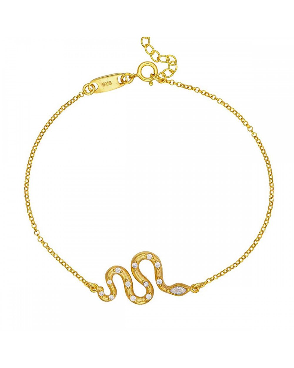 Βραχιόλι Excite fashion Jewellery επιχρυσωμένο ασήμι 925, σχέδιο φιδάκι με λευκά ζιργκόν. B-19-AS-G-85 Κοσμήματα Βραχιόλι Excite fashion Jewellery επιχρυσωμένο ασήμι 925, σχέδιο φιδάκι με λευκά ζιργκόν. B-19-AS-G-85 Κοσμήματα