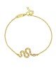 Βραχιόλι Excite fashion Jewellery επιχρυσωμένο ασήμι 925, σχέδιο φιδάκι με λευκά ζιργκόν. B-19-AS-G-85 Κοσμήματα Βραχιόλι Excite fashion Jewellery επιχρυσωμένο ασήμι 925, σχέδιο φιδάκι με λευκά ζιργκόν. B-19-AS-G-85 Κοσμήματα