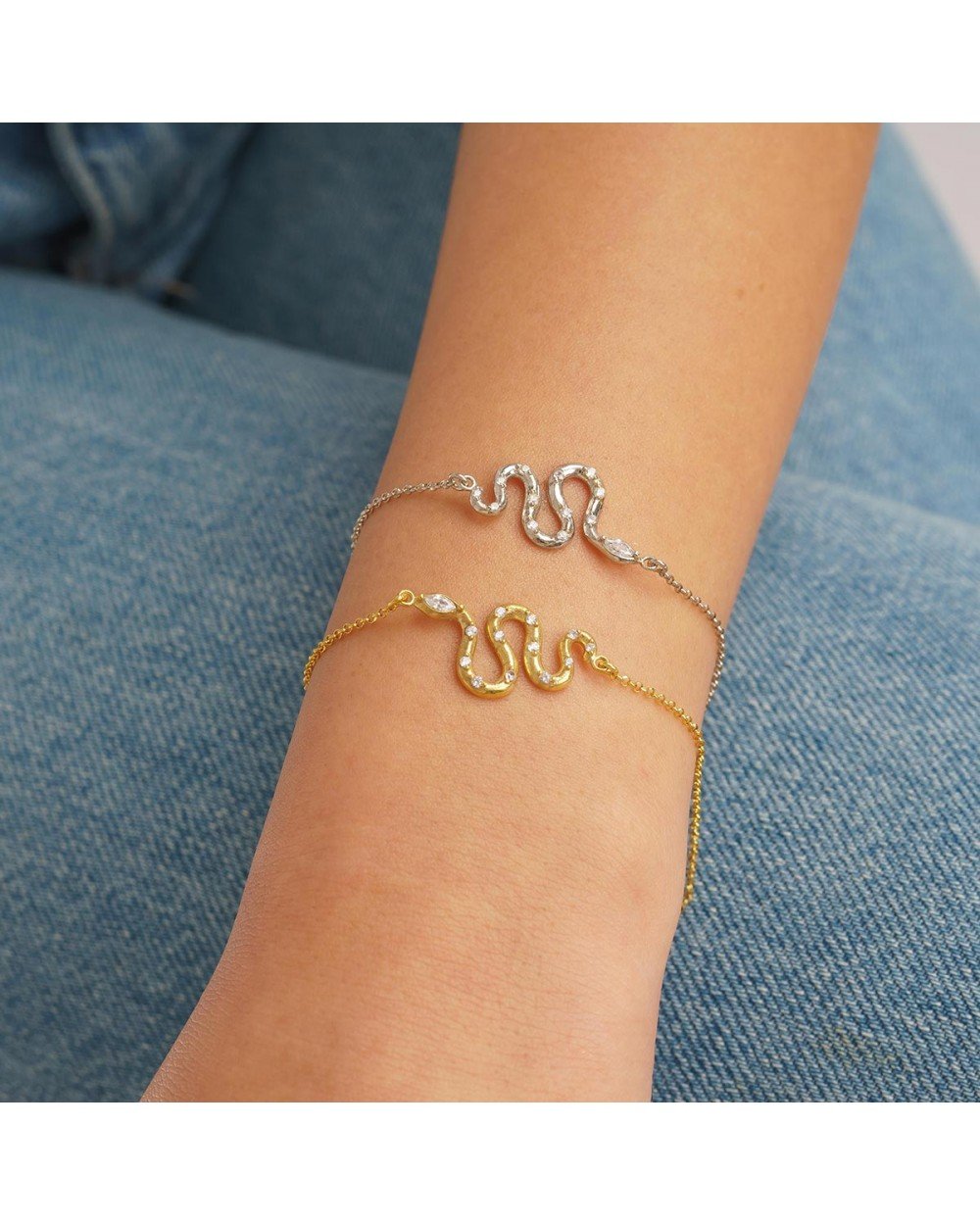 Βραχιόλι φιδάκι Excite Fashion Jewellery με λευκά ζιργκόν από επιπλατινωμένο ασήμι 925. B-19-AS-S-85 Κοσμήματα Βραχιόλι φιδάκι Excite Fashion Jewellery με λευκά ζιργκόν από επιπλατινωμένο ασήμι 925. B-19-AS-S-85 Κοσμήματα