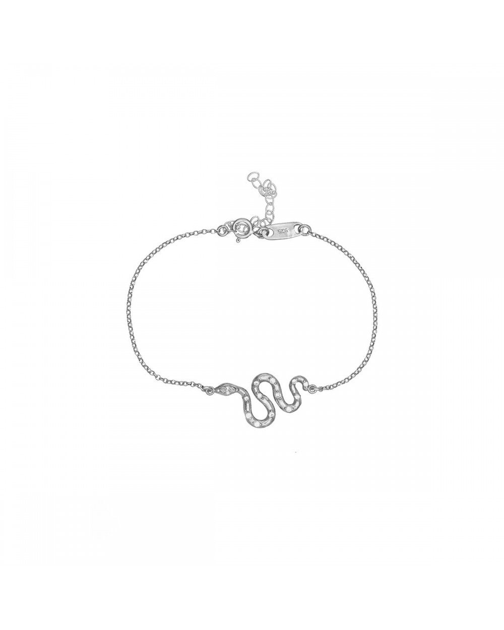 Βραχιόλι φιδάκι Excite Fashion Jewellery με λευκά ζιργκόν από επιπλατινωμένο ασήμι 925. B-19-AS-S-85 Κοσμήματα Βραχιόλι φιδάκι Excite Fashion Jewellery με λευκά ζιργκόν από επιπλατινωμένο ασήμι 925. B-19-AS-S-85 Κοσμήματα