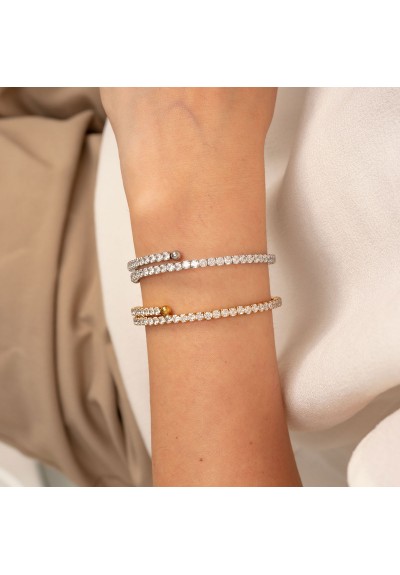 Ελαστικό βραχιόλι με λευκά ζιργκόν από επίχρυσο ανοξείδωτο ατσάλι της Excite Fashion Jewellery. B-2408015-G Ελαστικό βραχιόλι με λευκά ζιργκόν από επίχρυσο ανοξείδωτο ατσάλι της Excite Fashion Jewellery. B-2408015-G