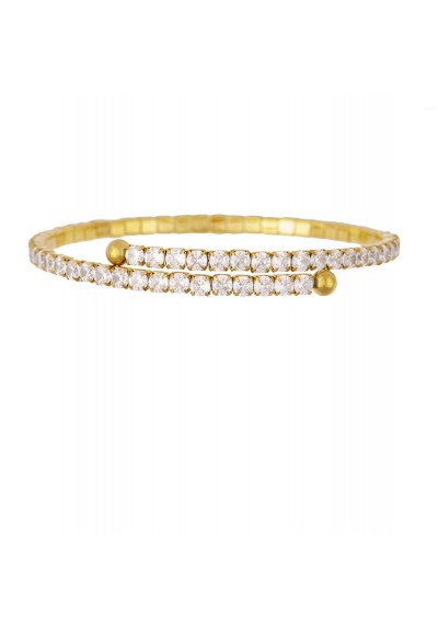Ελαστικό βραχιόλι με λευκά ζιργκόν από επίχρυσο ανοξείδωτο ατσάλι της Excite Fashion Jewellery. B-2408015-G Ελαστικό βραχιόλι με λευκά ζιργκόν από επίχρυσο ανοξείδωτο ατσάλι της Excite Fashion Jewellery. B-2408015-G
