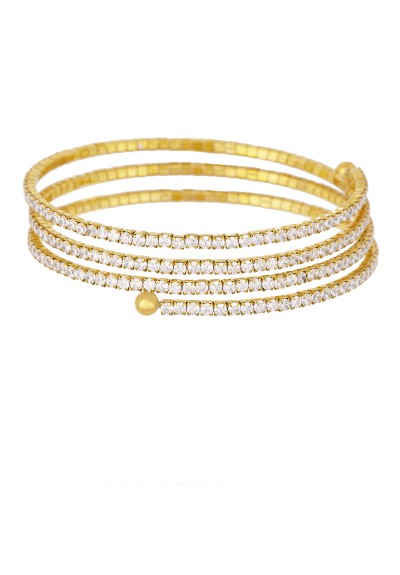 Ελαστικό πολύσειρο βραχιόλι με λευκά ζιργκόν από επίχρυσο ανοξείδωτο ατσάλι της Excite Fashion Jewellery B-2408017-G Ελαστικό πολύσειρο βραχιόλι με λευκά ζιργκόν από επίχρυσο ανοξείδωτο ατσάλι της Excite Fashion Jewellery B-2408017-G
