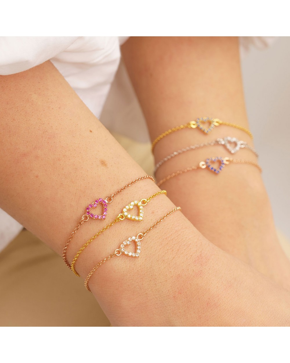 Βραχιόλι καρδιά Excite fashion Jewellery με λευκά ζιργκόν απο επιχρυσωμένο ασήμι 925 B-32-AS-G-6 Κοσμήματα Βραχιόλι καρδιά Excite fashion Jewellery με λευκά ζιργκόν απο επιχρυσωμένο ασήμι 925 B-32-AS-G-6 Κοσμήματα