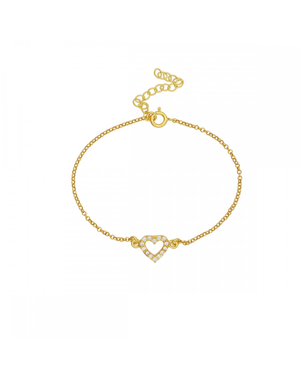 Βραχιόλι καρδιά Excite fashion Jewellery με λευκά ζιργκόν απο επιχρυσωμένο ασήμι 925 B-32-AS-G-6 Κοσμήματα Βραχιόλι καρδιά Excite fashion Jewellery με λευκά ζιργκόν απο επιχρυσωμένο ασήμι 925 B-32-AS-G-6 Κοσμήματα