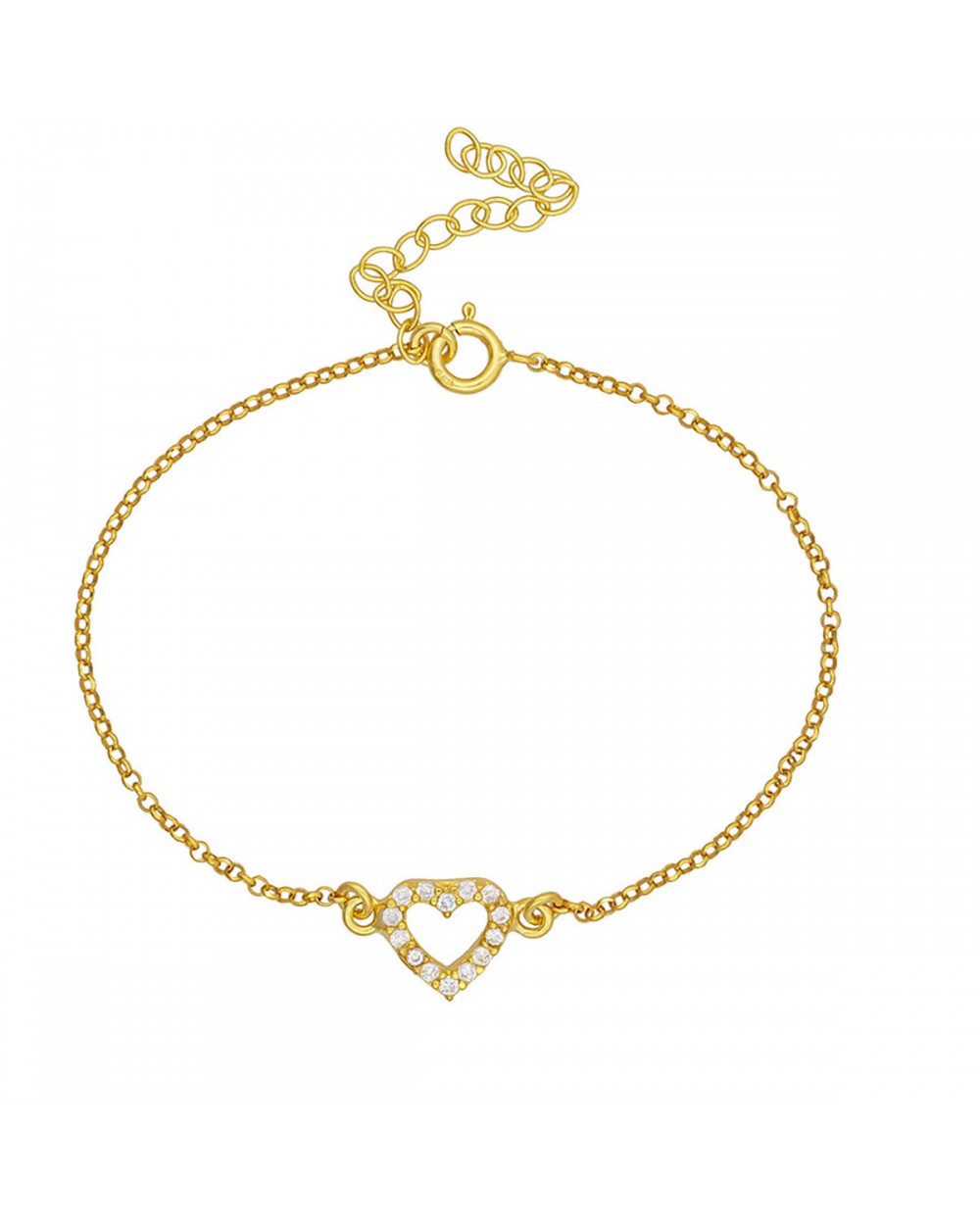 Βραχιόλι καρδιά Excite fashion Jewellery με λευκά ζιργκόν απο επιχρυσωμένο ασήμι 925 B-32-AS-G-6 Κοσμήματα Βραχιόλι καρδιά Excite fashion Jewellery με λευκά ζιργκόν απο επιχρυσωμένο ασήμι 925 B-32-AS-G-6 Κοσμήματα