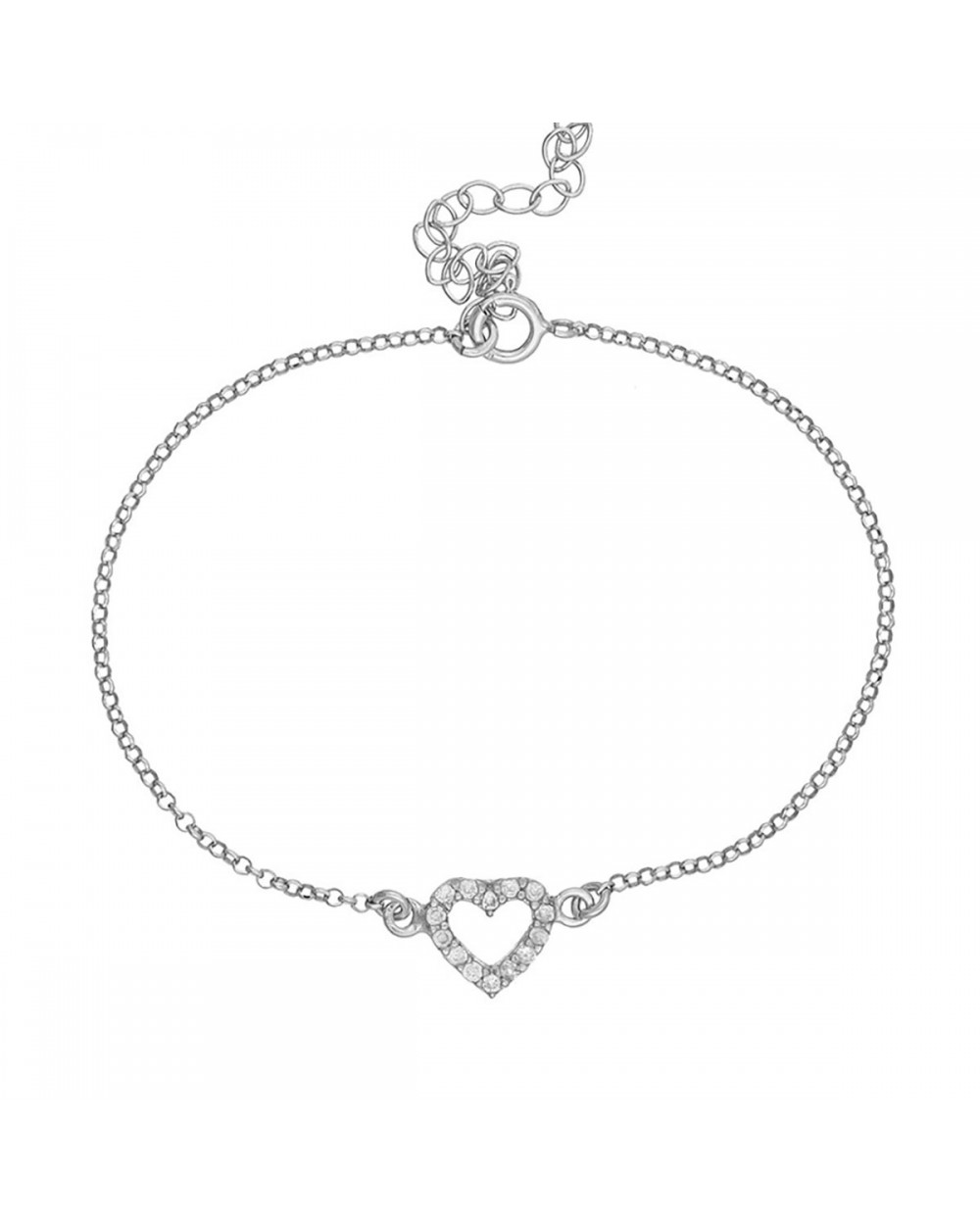 Βραχιόλι καρδιά Excite fashion Jewellery με λευκά ζιργκόν απο επιπλατινωμένο ασήμι 925. B-32-AS-S-6 Κοσμήματα Βραχιόλι καρδιά Excite fashion Jewellery με λευκά ζιργκόν απο επιπλατινωμένο ασήμι 925. B-32-AS-S-6 Κοσμήματα