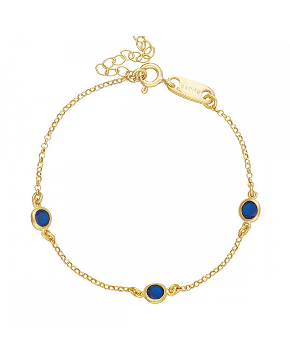 Βραχιόλι Excite Fashion Jewellery με μπλέ ζιργκόν από επιχρυσωμένο ασήμι 925. B-36-MPLE-G-7 Κοσμήματα Βραχιόλι Excite Fashion Jewellery με μπλέ ζιργκόν από επιχρυσωμένο ασήμι 925. B-36-MPLE-G-7 Κοσμήματα