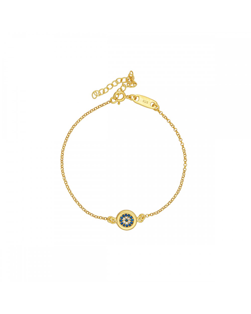 Βραχιόλι ματάκι Excite Fashion Jewellery με λευκά και μπλέ ζιργκόν από επιχρυσωμένο ασήμι 925. B-38-AS-G-62 Κοσμήματα Βραχιόλι ματάκι Excite Fashion Jewellery με λευκά και μπλέ ζιργκόν από επιχρυσωμένο ασήμι 925. B-38-AS-G-62 Κοσμήματα