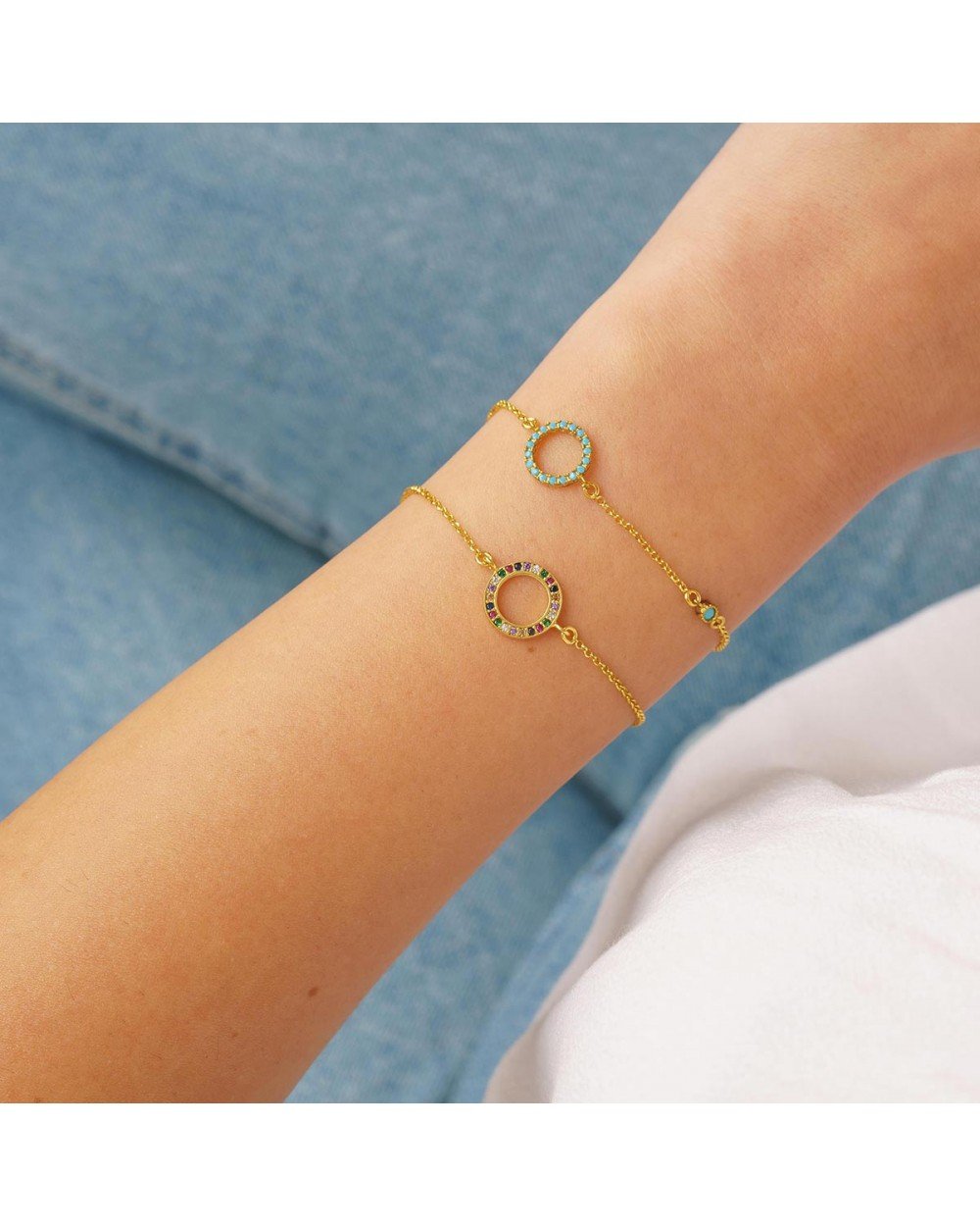 Bραχιόλι Excite Fashion Jewellery με τιρκουάζ ζιργκόν από επιχρυσωμένο ασήμι 925. B-4-TYRK-G-59 Κοσμήματα Bραχιόλι Excite Fashion Jewellery με τιρκουάζ ζιργκόν από επιχρυσωμένο ασήμι 925. B-4-TYRK-G-59 Κοσμήματα