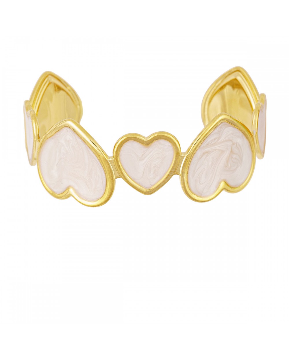 Βραχιόλι χειροπέδα από ατσάλι με ivory καρδιές – Excite Fashion Jewellery B-4621-G Κοσμήματα