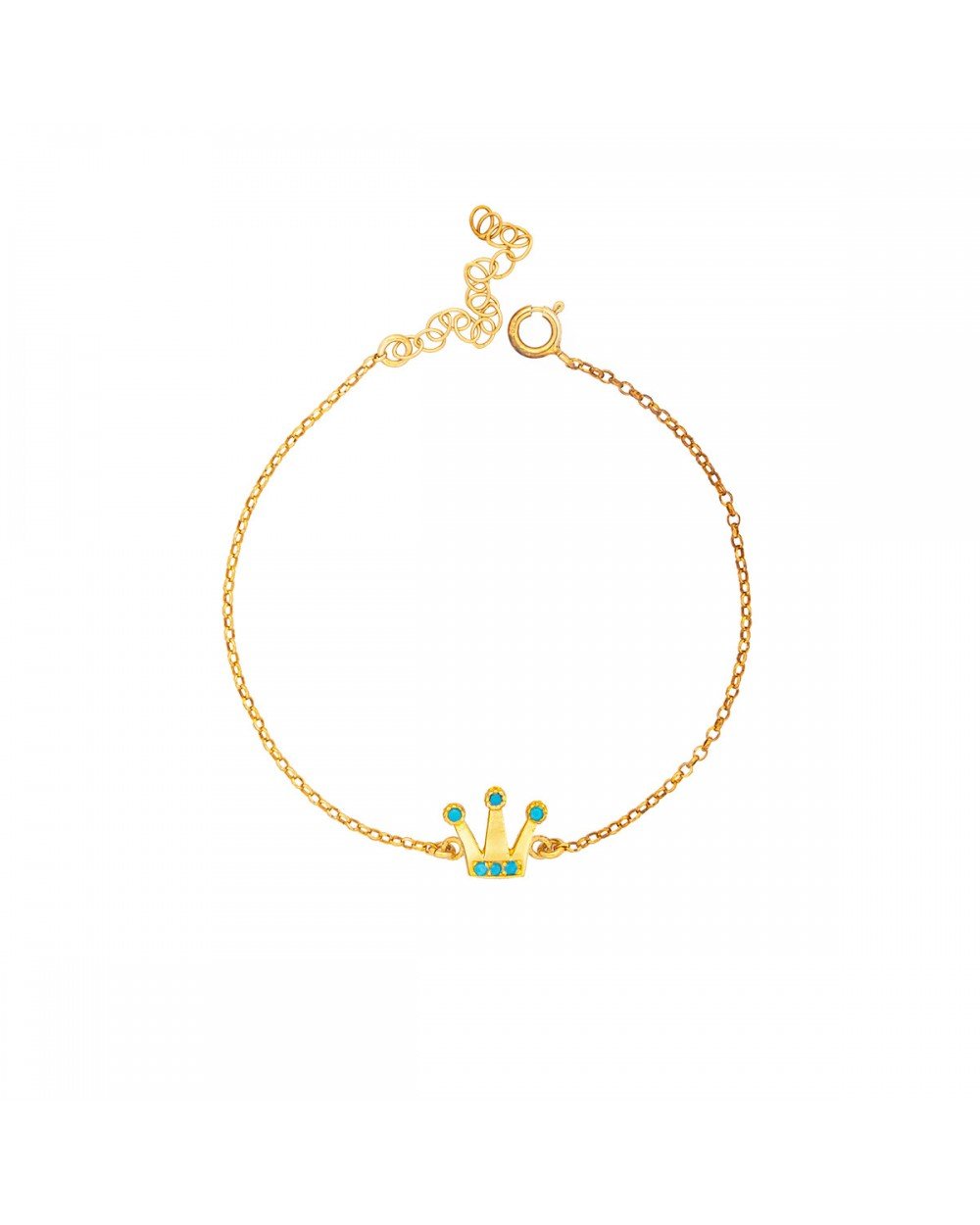 Βραχιόλι Excite fashion Jewellery κορωνίτσα, με τυρκουάζ ζιργκόν απο επιχρυσωμένο ασήμι 925. B-45-TYRK-G-65 Κοσμήματα Βραχιόλι Excite fashion Jewellery κορωνίτσα, με τυρκουάζ ζιργκόν απο επιχρυσωμένο ασήμι 925. B-45-TYRK-G-65 Κοσμήματα