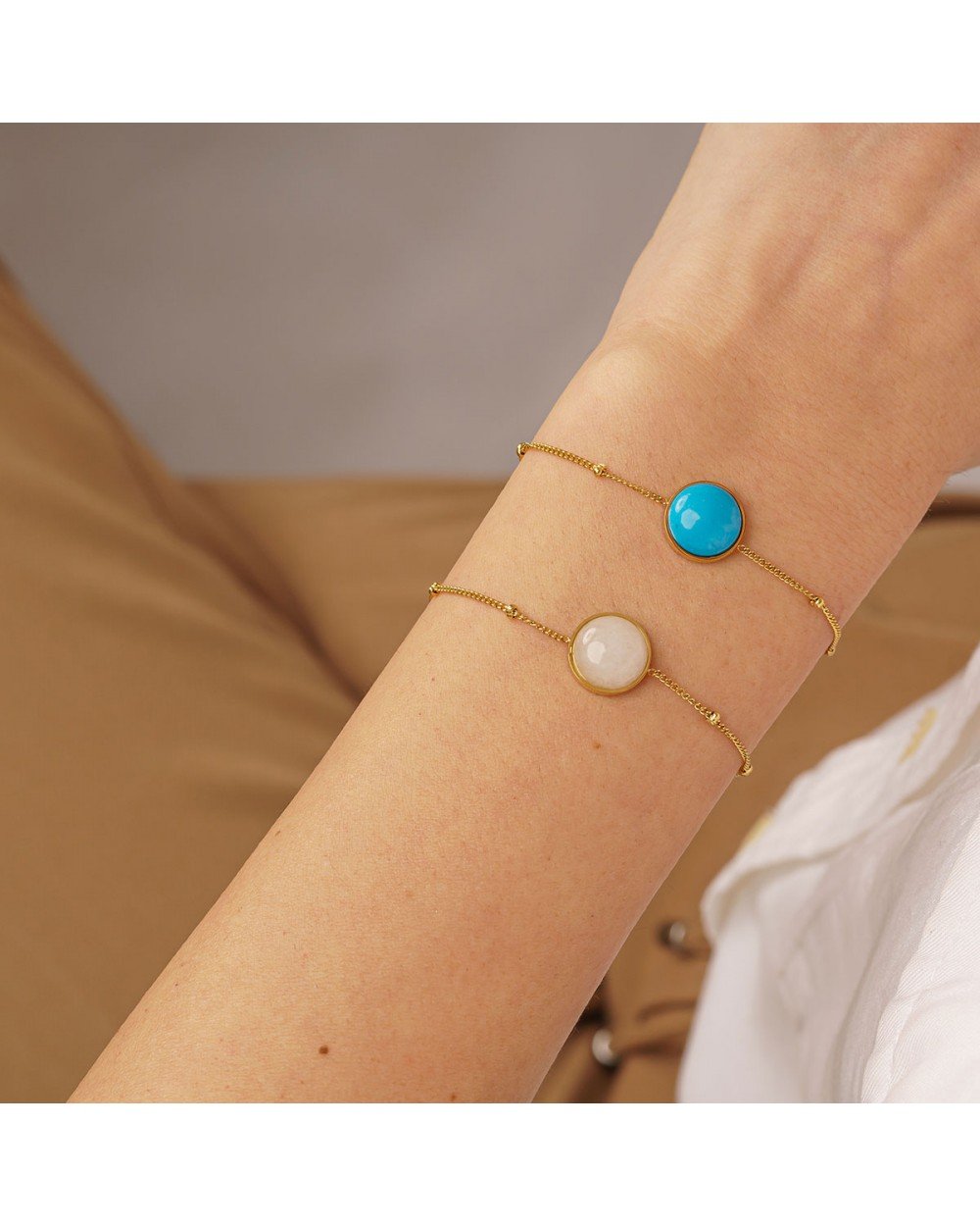 Βραχιόλι Excite fashion Jewellery με nude πέτρα και αλυσίδα με dots από ανοξείδωτο ατσάλι (δεν μαυρίζει) B-68-39-3-G Κοσμήματα Βραχιόλι Excite fashion Jewellery με nude πέτρα και αλυσίδα με dots από ανοξείδωτο ατσάλι (δεν μαυρίζει) B-68-39-3-G Κοσμήματα
