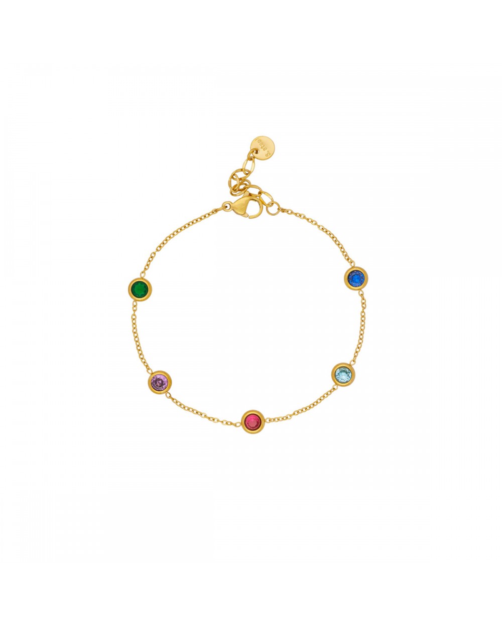 Βραχιόλι Excite Fashion Jewellery, λεπτή αλυσίδα με πολύχρωμα ζιργκόν από επιχρυσωμένο ανοξείδωτο ατσάλι. B-YH1224A-G-65 Κοσμήματα Βραχιόλι Excite Fashion Jewellery, λεπτή αλυσίδα με πολύχρωμα ζιργκόν από επιχρυσωμένο ανοξείδωτο ατσάλι. B-YH1224A-G-65 Κοσμήματα