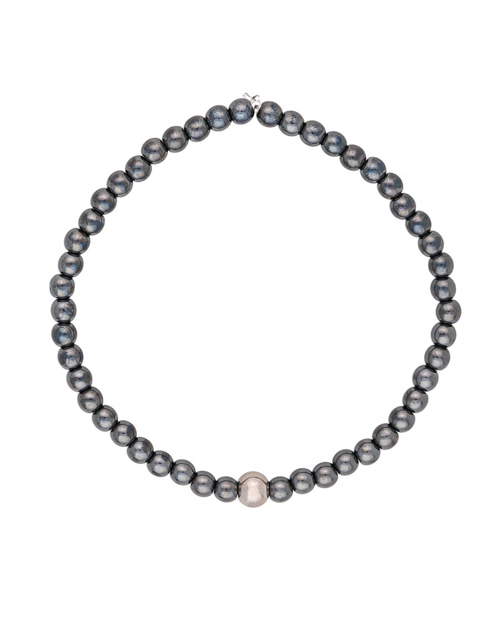 Ανδρικό ελαστικό βραχιόλι της Excite Fashion Jewellery, ασημί χάνδρα, ανθρακί χάνδρες αιματίτη. BA-10-02 Κοσμήματα Ανδρικό ελαστικό βραχιόλι της Excite Fashion Jewellery, ασημί χάνδρα, ανθρακί χάνδρες αιματίτη. BA-10-02 Κοσμήματα