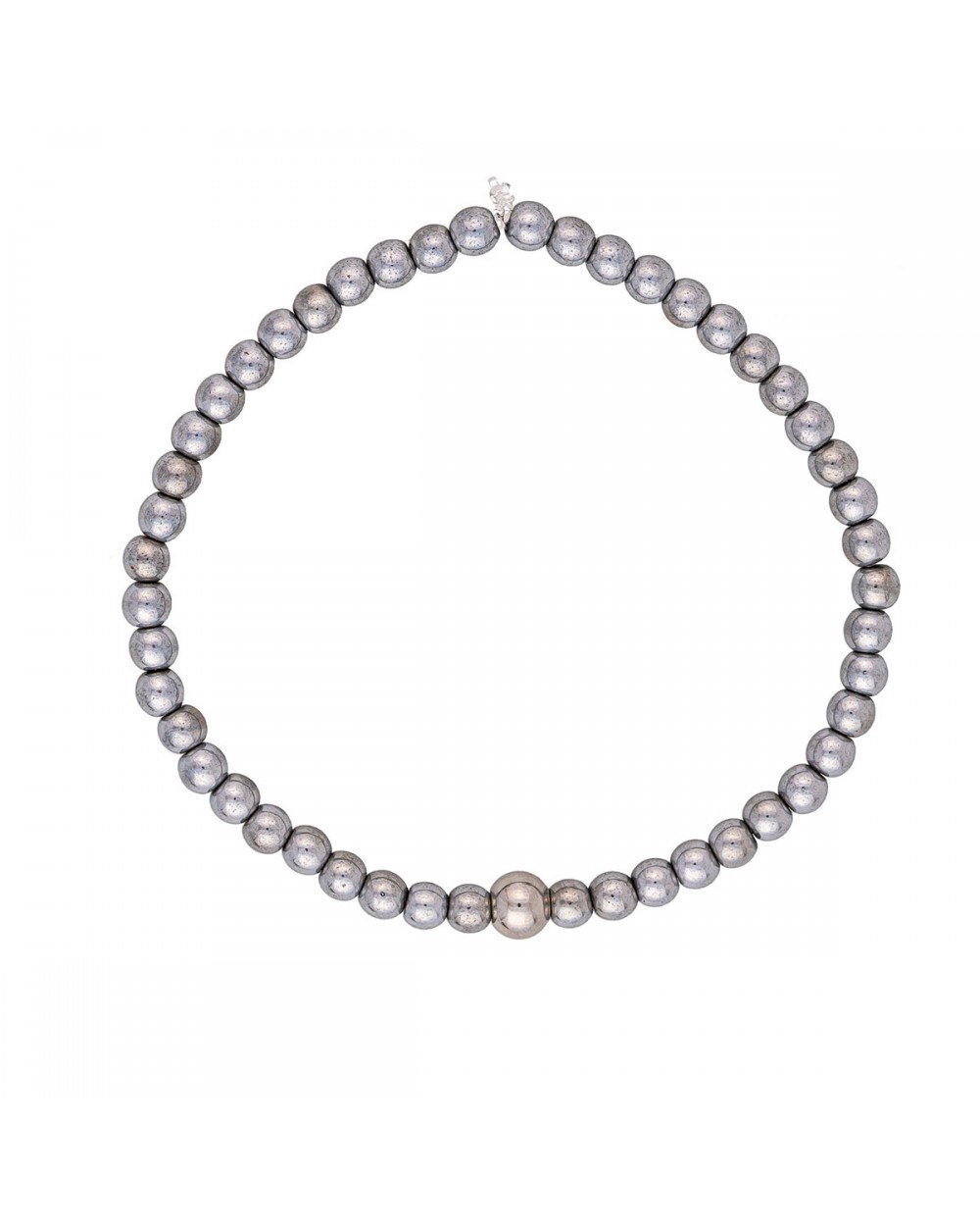 Ανδρικό ελαστικό βραχιόλι της Excite Fashion Jewellery, ασημί χάνδρες αιματίτη. BA-10-31 Κοσμήματα