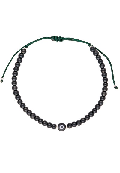 Ανδρικό βραχιόλι  μακραμέ της Excite Fashion Jewellery, μαύρες χάντρες και ματάκι. BA-15-06 Ανδρικό βραχιόλι  μακραμέ της Excite Fashion Jewellery, μαύρες χάντρες και ματάκι. BA-15-06