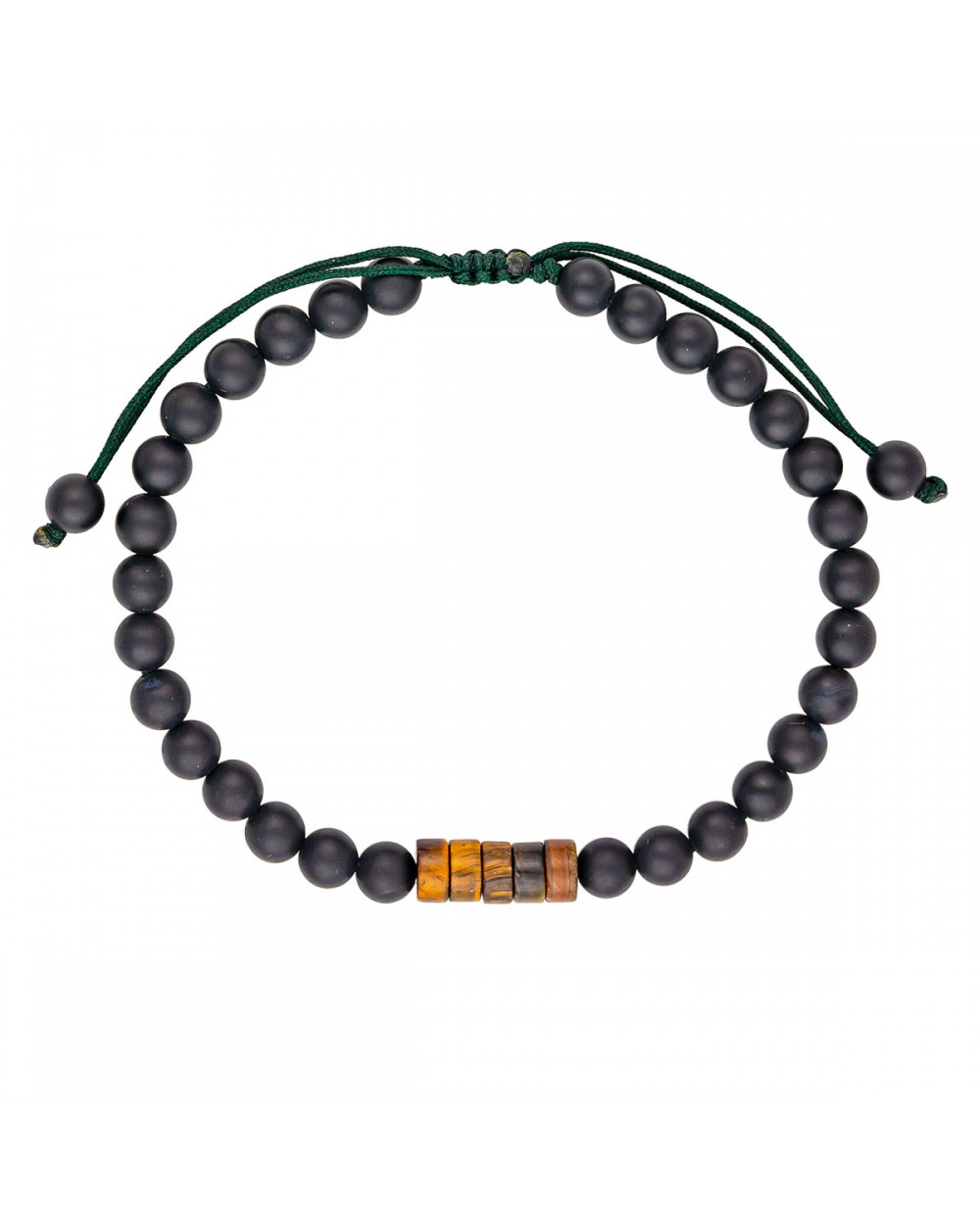 Ανδρικό βραχιόλι μακραμέ της Excite Fashion Jewellery, μαύρες χάνδρες και καφέ παστέλ ροδέλες. BA-6-06 Κοσμήματα