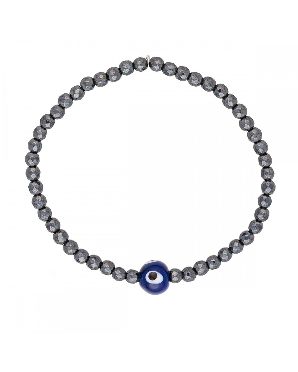 Ανδρικό βραχιόλι ελαστικό της Excite Fashion Jewellery, ανθρακί χάνδρες, μπλέ ματάκι. BA-7-21 Κοσμήματα Ανδρικό βραχιόλι ελαστικό της Excite Fashion Jewellery, ανθρακί χάνδρες, μπλέ ματάκι. BA-7-21 Κοσμήματα
