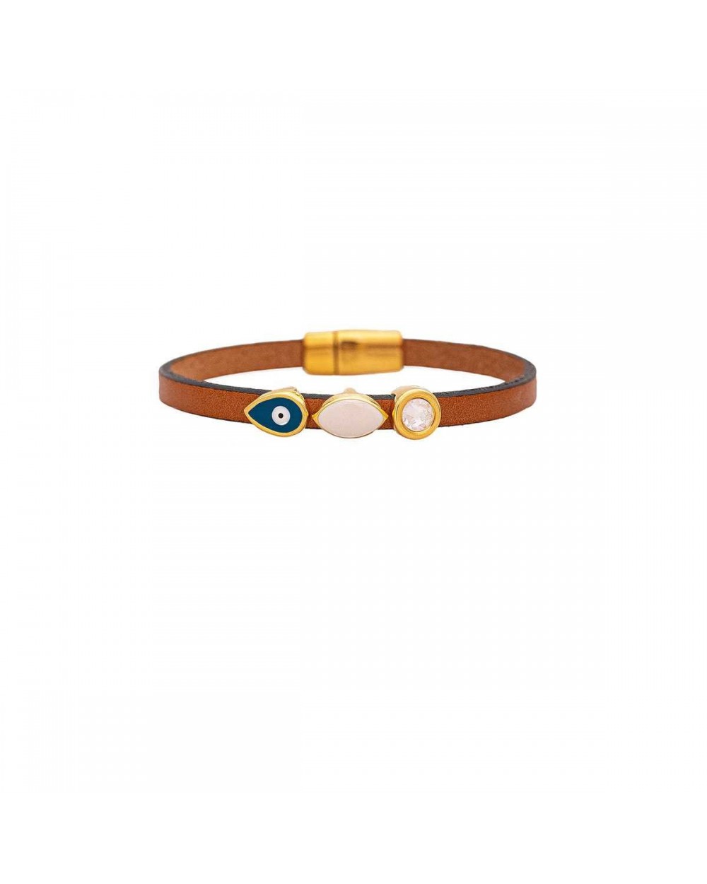Βραχιόλι δερμάτινο Excite fashion Jewellery με επίχρυσα στοιχεία από σμάλτο και Swarovski. BM-750-21-04-61 Κοσμήματα Βραχιόλι δερμάτινο Excite fashion Jewellery με επίχρυσα στοιχεία από σμάλτο και Swarovski. BM-750-21-04-61 Κοσμήματα