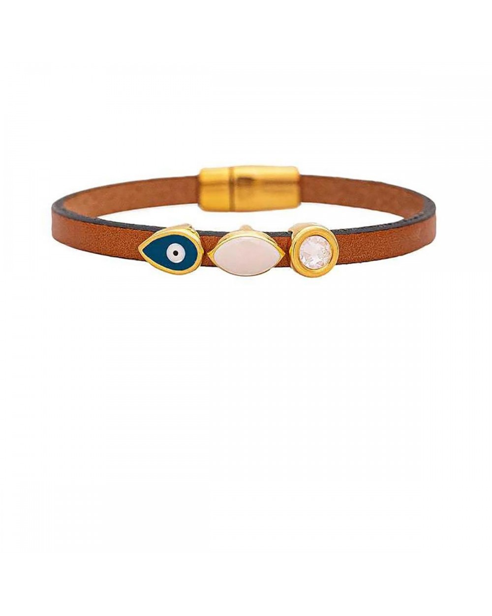 Βραχιόλι δερμάτινο Excite fashion Jewellery με επίχρυσα στοιχεία από σμάλτο και Swarovski. BM-750-21-04-61 Κοσμήματα Βραχιόλι δερμάτινο Excite fashion Jewellery με επίχρυσα στοιχεία από σμάλτο και Swarovski. BM-750-21-04-61 Κοσμήματα
