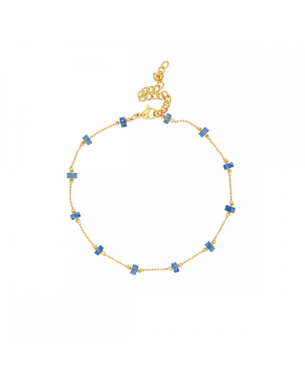 Βραχιόλι ποδιού Excite fashion jewellery φτιαγμένο με επίχρυση αλυσίδα ατσάλι, και μπλέ χάντρες. BP-1605-01-21-49 Κοσμήματα Βραχιόλι ποδιού Excite fashion jewellery φτιαγμένο με επίχρυση αλυσίδα ατσάλι, και μπλέ χάντρες. BP-1605-01-21-49 Κοσμήματα