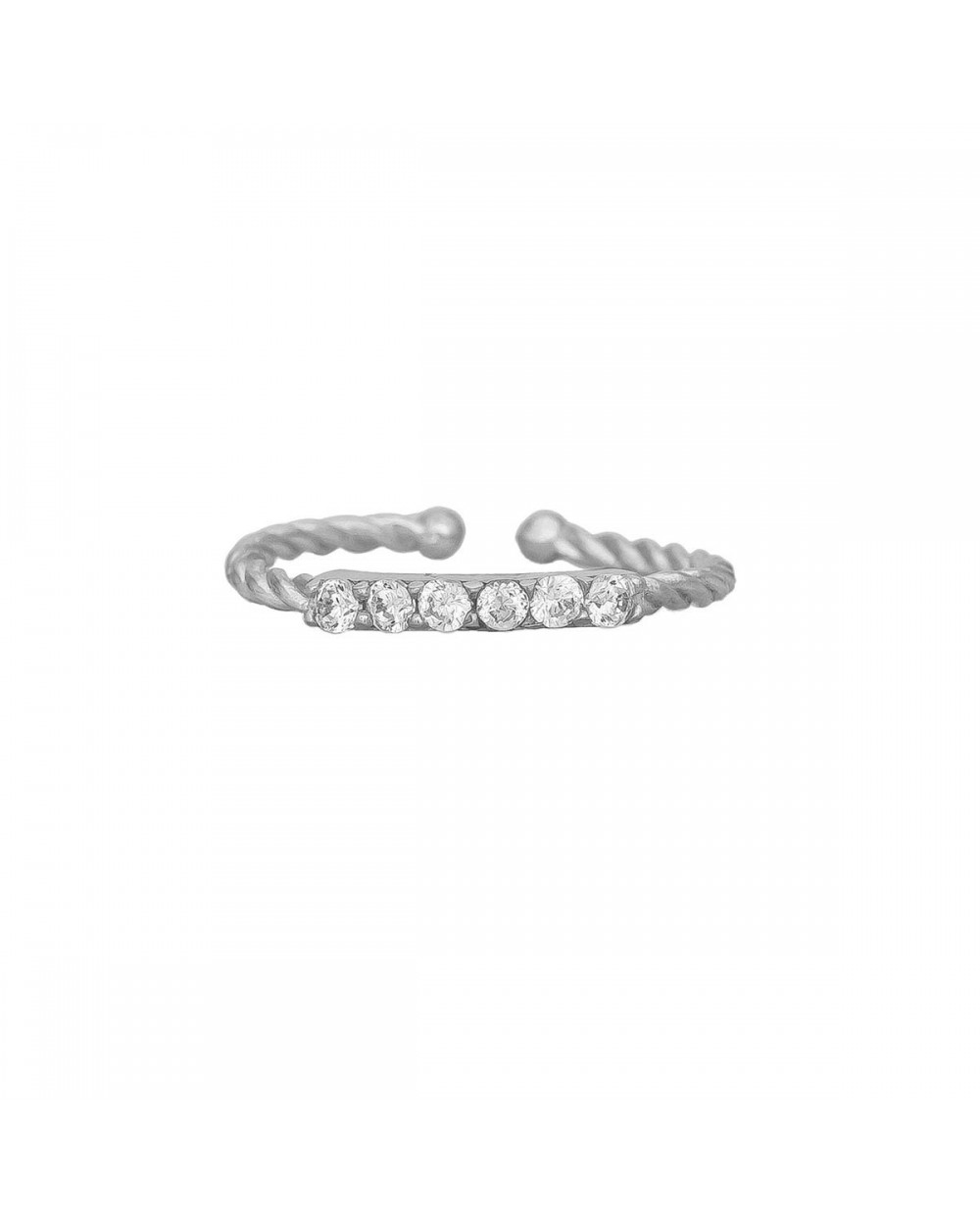 Δαχτυλίδι Excite Fashion Jewellery από επιπλατινωμένο ασήμι 925, στριφτό με λευκά ζιργκόιν. D-27-AS-S-7 Κοσμήματα Δαχτυλίδι Excite Fashion Jewellery από επιπλατινωμένο ασήμι 925, στριφτό με λευκά ζιργκόιν. D-27-AS-S-7 Κοσμήματα