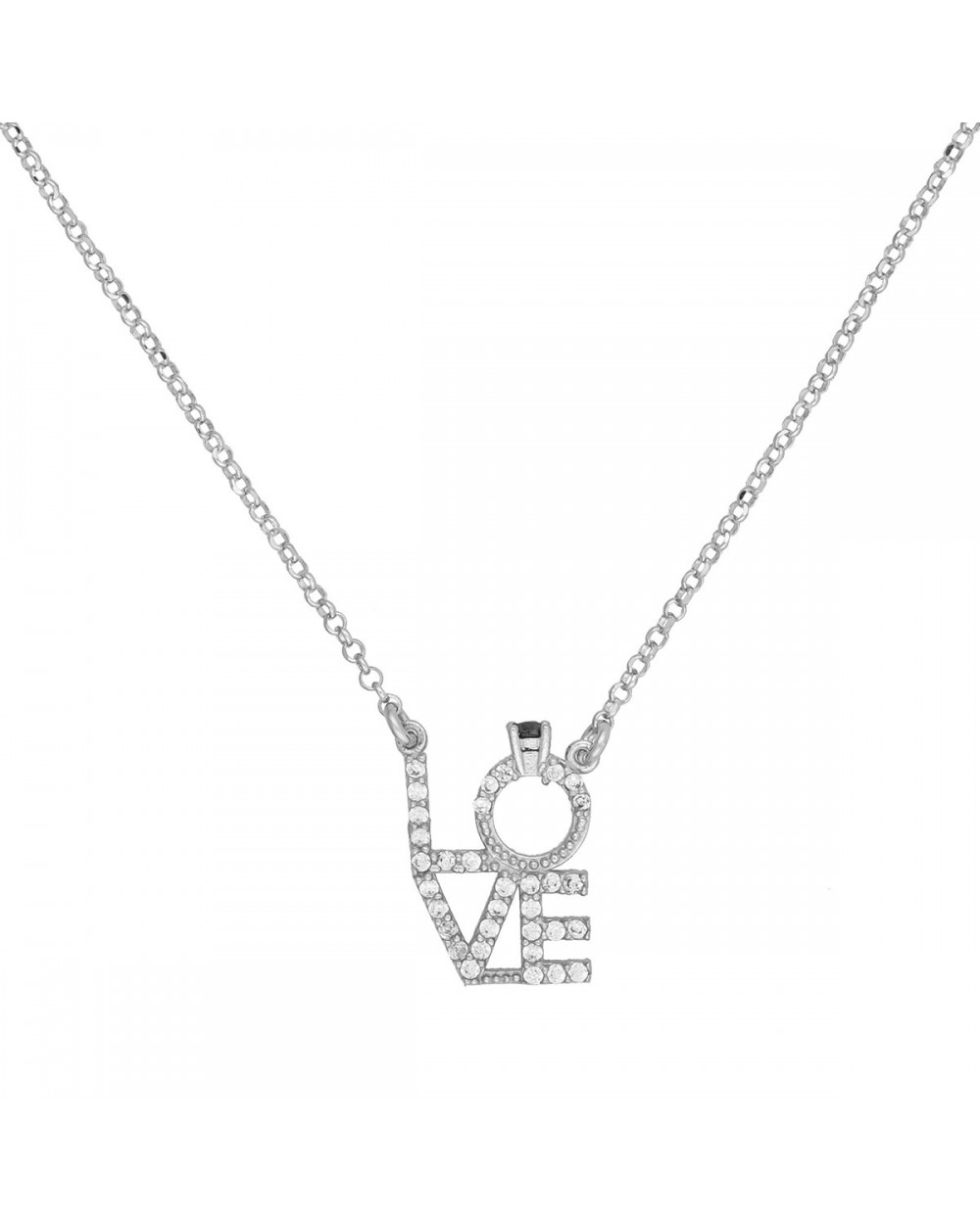 Κολιέ love-μονόπετρο από την Excite Fashion Jewellery με λευκά και μαύρο ζιργκόν από επιπλατινωμένο ασήμι 925. K-113-AS-S-105 Κοσμήματα Κολιέ love-μονόπετρο από την Excite Fashion Jewellery με λευκά και μαύρο ζιργκόν από επιπλατινωμένο ασήμι 925. K-113-AS-S-105 Κοσμήματα