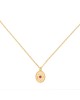 Κολιέ excite fashion jewellery με οβάλ κρεμαστό ανάγλυφο μοτιφ στολισμένο με λευκά και κόκκινα κρυσταλάκια από επιχρυσωμένο ασήμι 925 K-124-AS-KOK-G-89 Κοσμήματα
