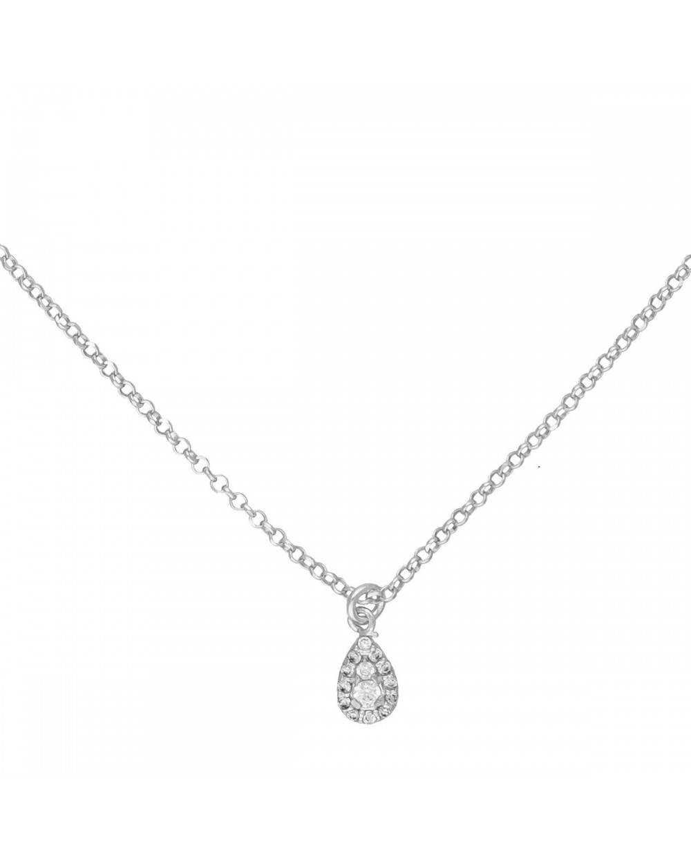 Κολιέ της Excite Fashion Jewellery, σταγόνα με λευκά ζιργκόν, από επιπλατινωμένο ασήμι 925. K-135-AS-S-65 Κοσμήματα Κολιέ της Excite Fashion Jewellery, σταγόνα με λευκά ζιργκόν, από επιπλατινωμένο ασήμι 925. K-135-AS-S-65 Κοσμήματα