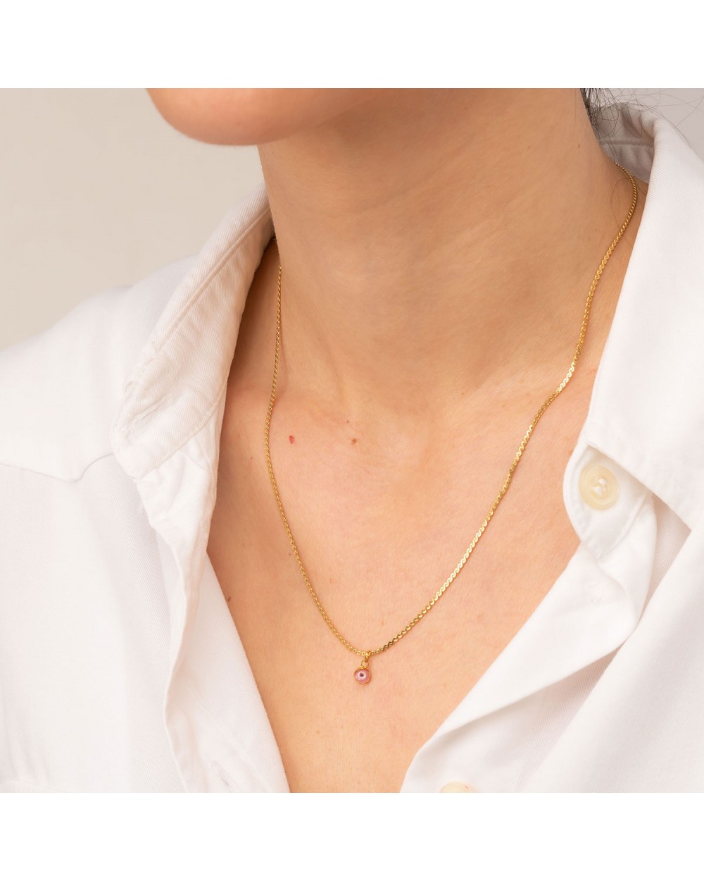 Κολιέ Excite fashion jewellery με ροζ ματάκι και αλυσίδα, λεπτή, πλεχτή απο επιχρυσωμένο ατσάλι. K-1601-01-11-79 Κοσμήματα Κολιέ Excite fashion jewellery με ροζ ματάκι και αλυσίδα, λεπτή, πλεχτή απο επιχρυσωμένο ατσάλι. K-1601-01-11-79 Κοσμήματα